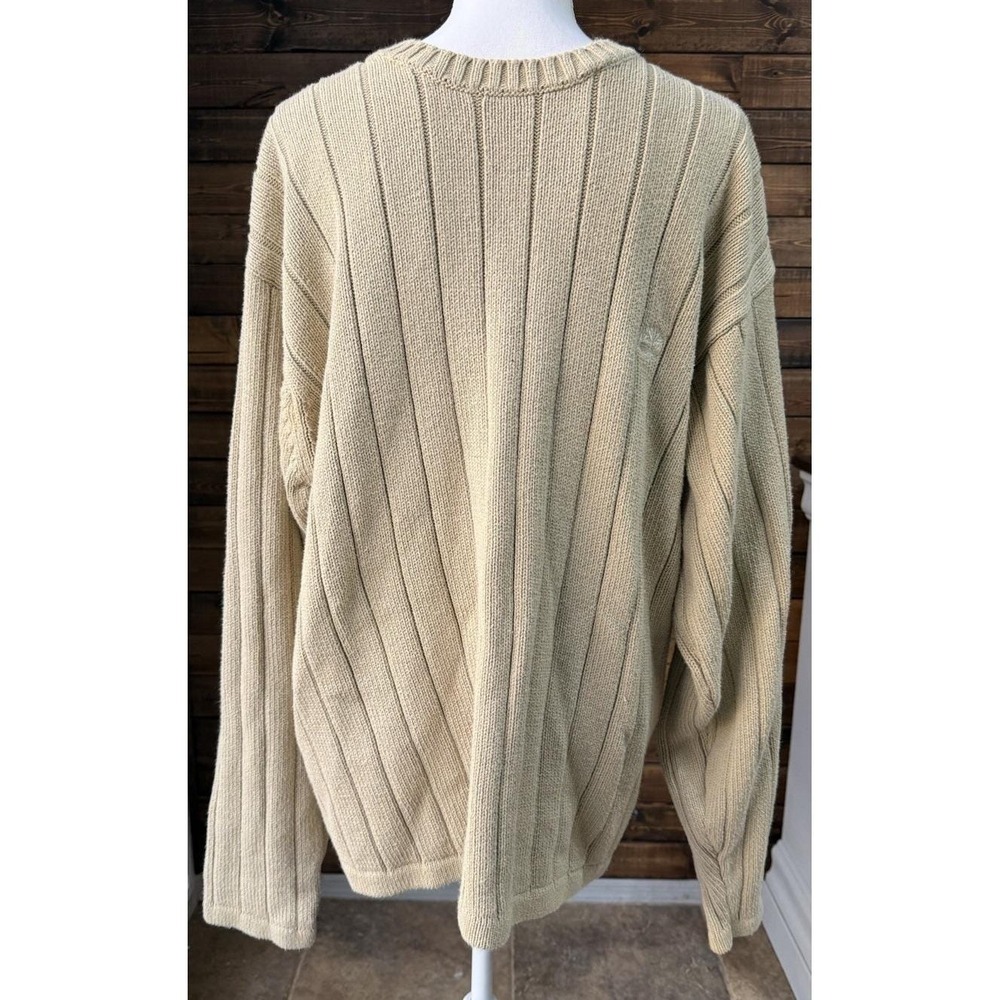 Timberland Vintage Y2K Verticle Ribbed Knit Beige Sweater Men's 2XL